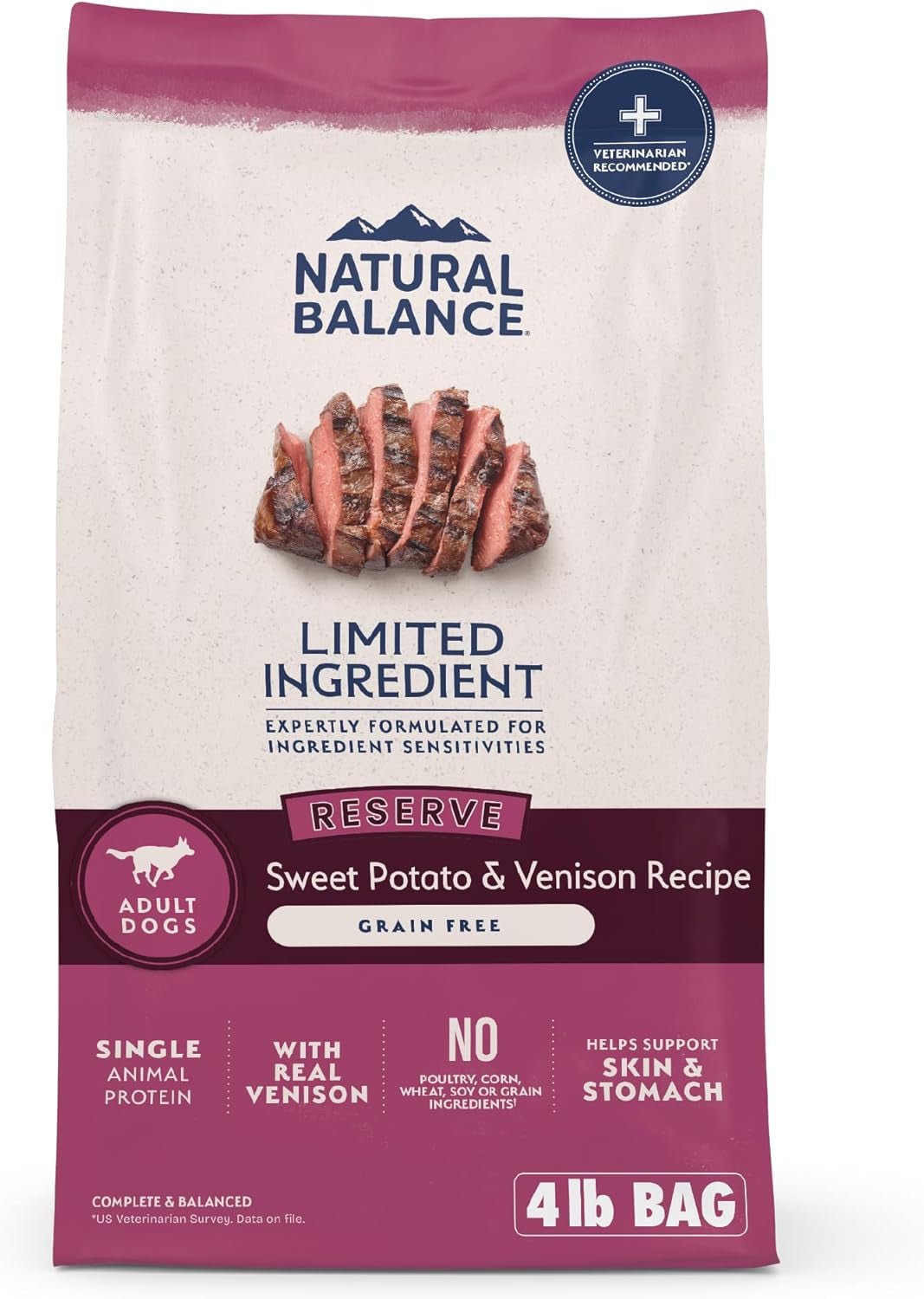 Limited Ingredient Adult Grain - Free Dry Dog Food, Reserve Sweet Potato & Venison Recipe, 4 Pound (Pack of 1) - soblessed95.store