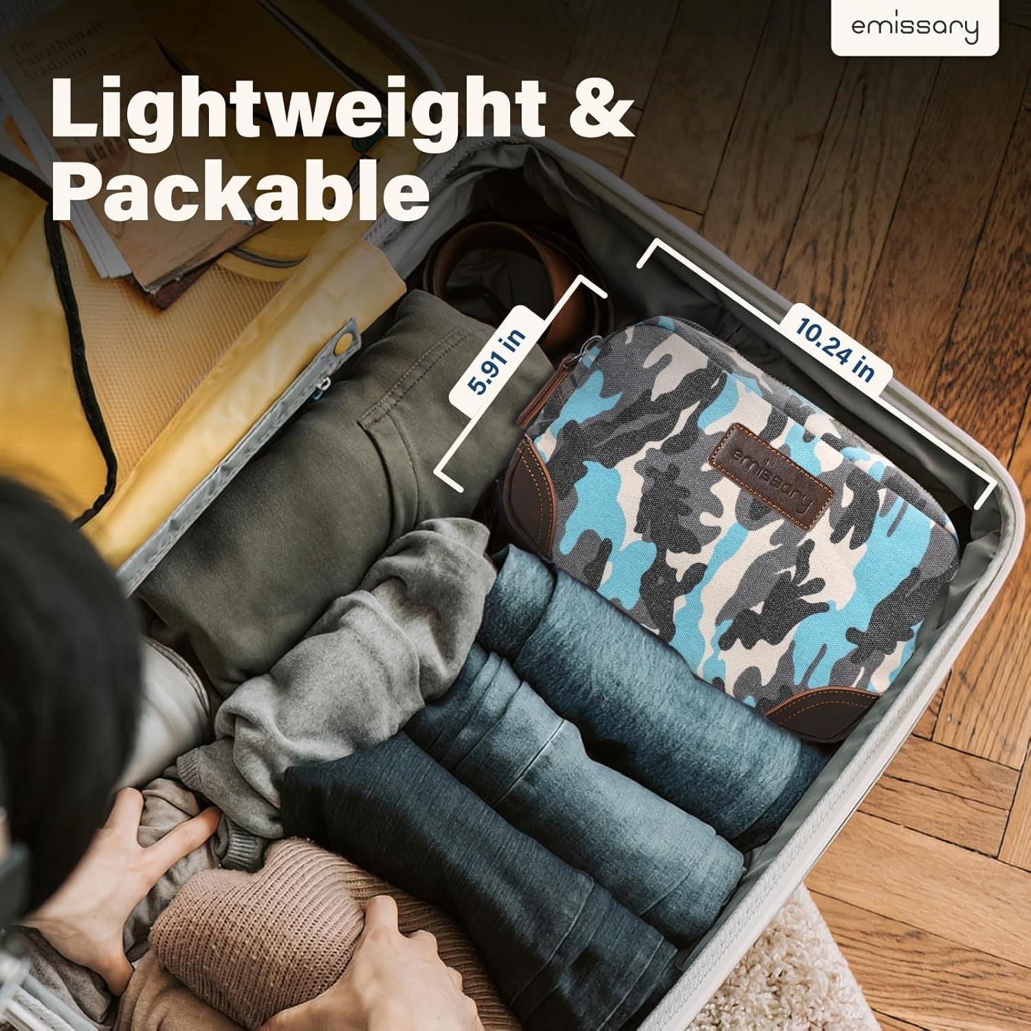 Men'S Toiletry Bag, Leather and Canvas Travel Toiletry Bag, Dopp Kit for Men,Bathroom Bag Men'S Shaving Kit, Travel Kit Small Bags for Men, Shaving Bag for Travel (Camo - Blue) - soblessed95.store