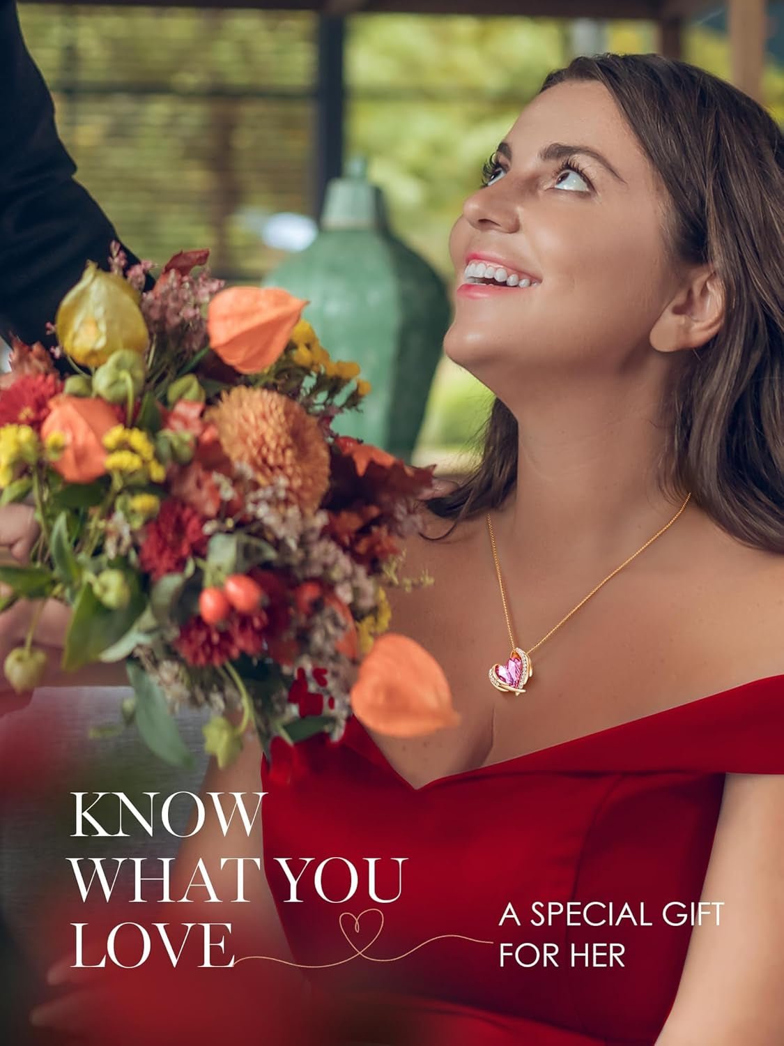 Mothers Day Gifts for Mom，Love Heart Pendant Necklaces for Women, Silver Tone Rose Gold Tone Birthstone Jewelry Gifts for Wife Her - soblessed95.store