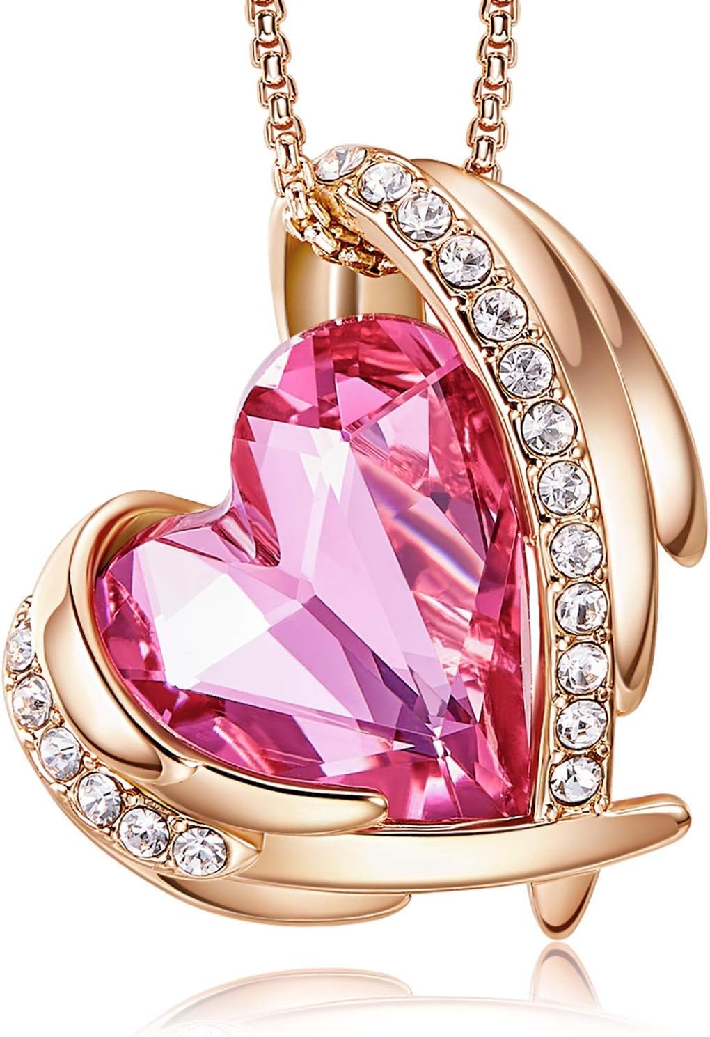 Mothers Day Gifts for Mom，Love Heart Pendant Necklaces for Women, Silver Tone Rose Gold Tone Birthstone Jewelry Gifts for Wife Her - soblessed95.store