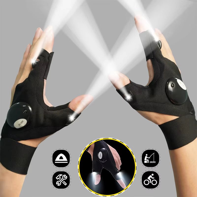 Motorcycle Cycling Gloves Fishing Gloves with LED Flashlight Night Light Waterproof Outdoor Repairing Glove Moto Accessories - soblessed95.store