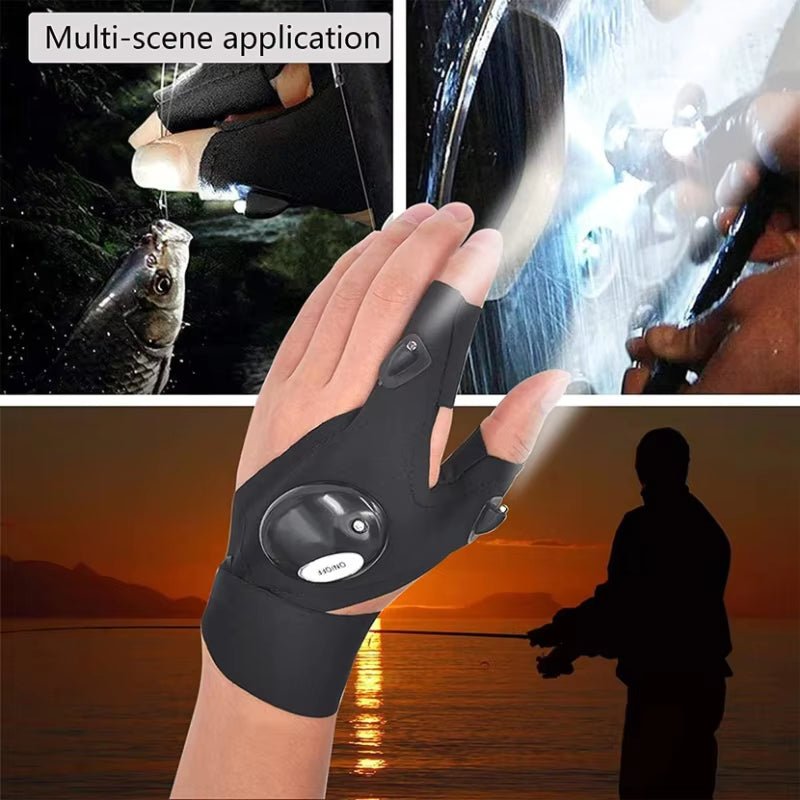 Motorcycle Cycling Gloves Fishing Gloves with LED Flashlight Night Light Waterproof Outdoor Repairing Glove Moto Accessories - soblessed95.store