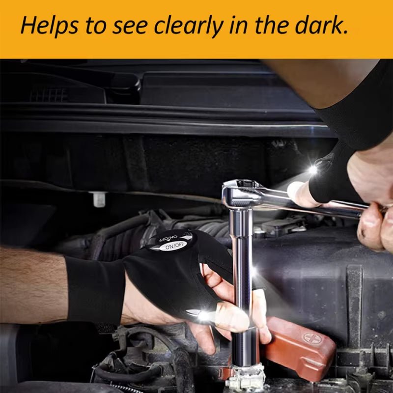 Motorcycle Cycling Gloves Fishing Gloves with LED Flashlight Night Light Waterproof Outdoor Repairing Glove Moto Accessories - soblessed95.store