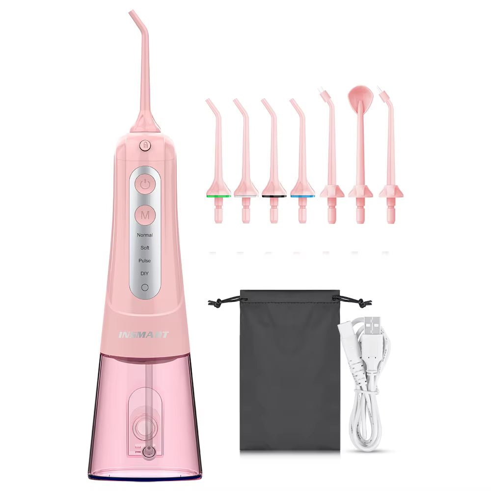 Oral Irrigator Dental Water Flosser Teeth Whitening Waterproof Portable Dental Water Jet Floss 300ML Teeth Cleaner - soblessed95.store