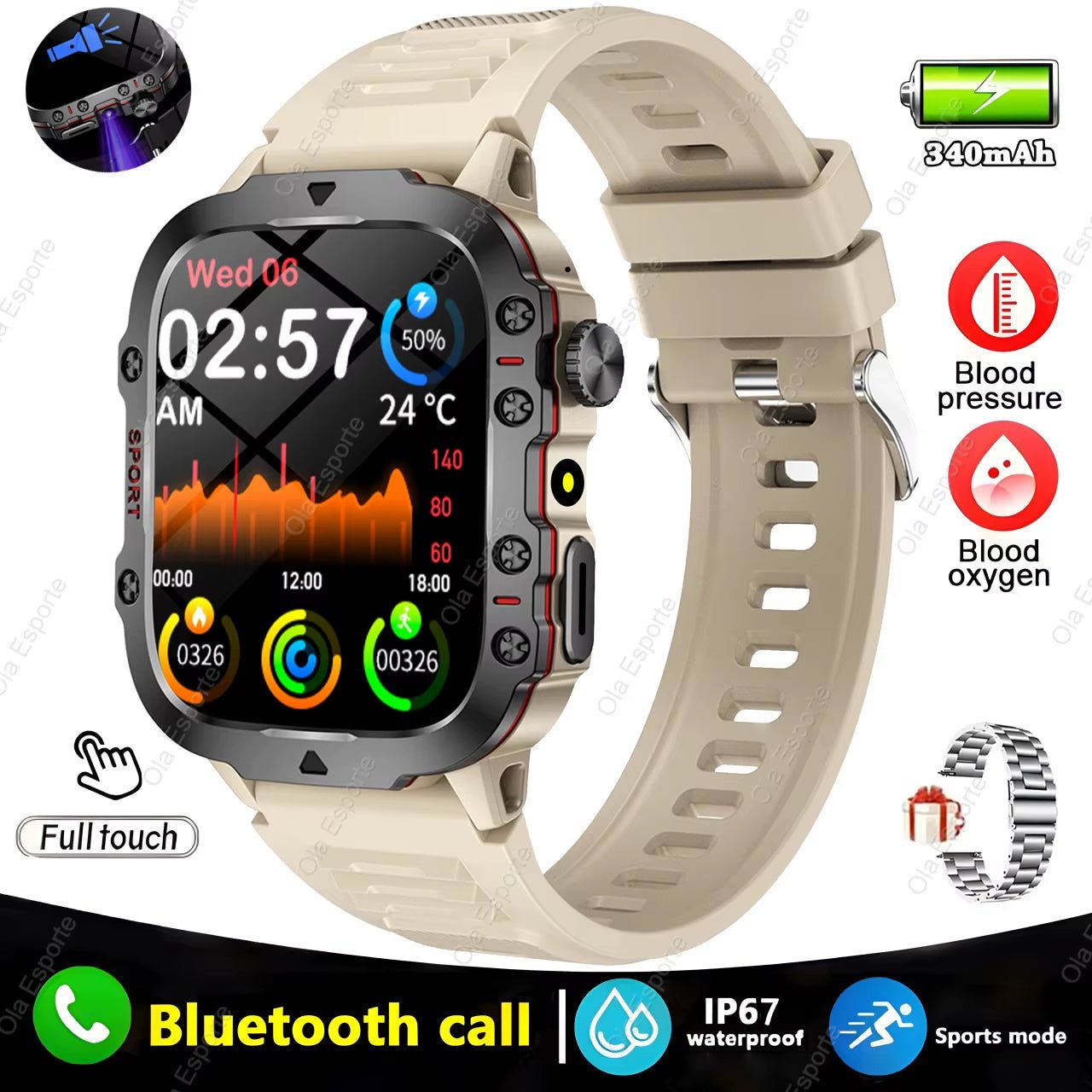 Original Men Smartwatch Flashlight Bluetooth Call Fitness Clock IP68 Waterproof Sports Men for Android IOS Smart Watch 2025 New - soblessed95.store