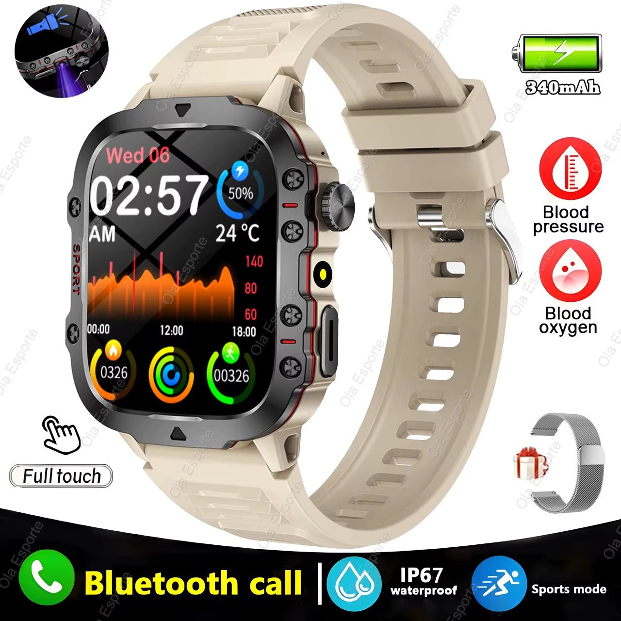 Original Men Smartwatch Flashlight Bluetooth Call Fitness Clock IP68 Waterproof Sports Men for Android IOS Smart Watch 2025 New - soblessed95.store