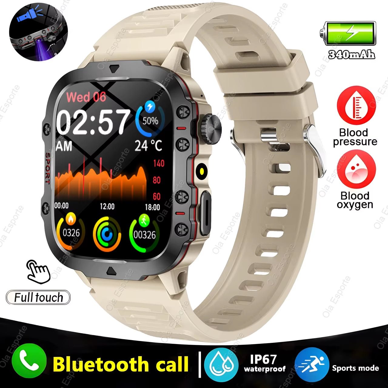 Original Men Smartwatch Flashlight Bluetooth Call Fitness Clock IP68 Waterproof Sports Men for Android IOS Smart Watch 2025 New - soblessed95.store