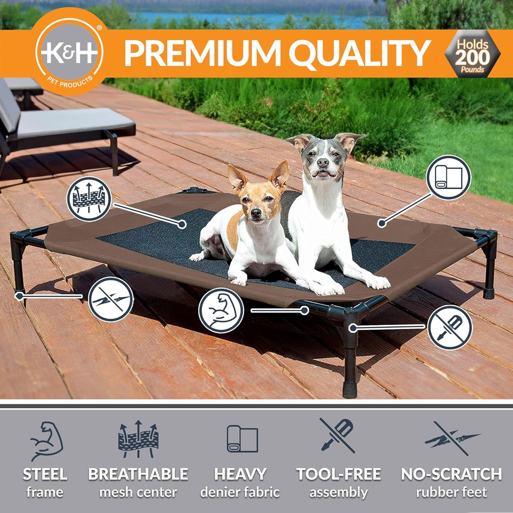 Outdoor Elevated Dog Cot, Breathable Cooling Elevated Cot Hammock Pet Bed for Large Dogs, Washable Mesh Cover, Raised Metal Frame, Collapsible, Portable - Large 42 X 30In Chocolate - soblessed95.store