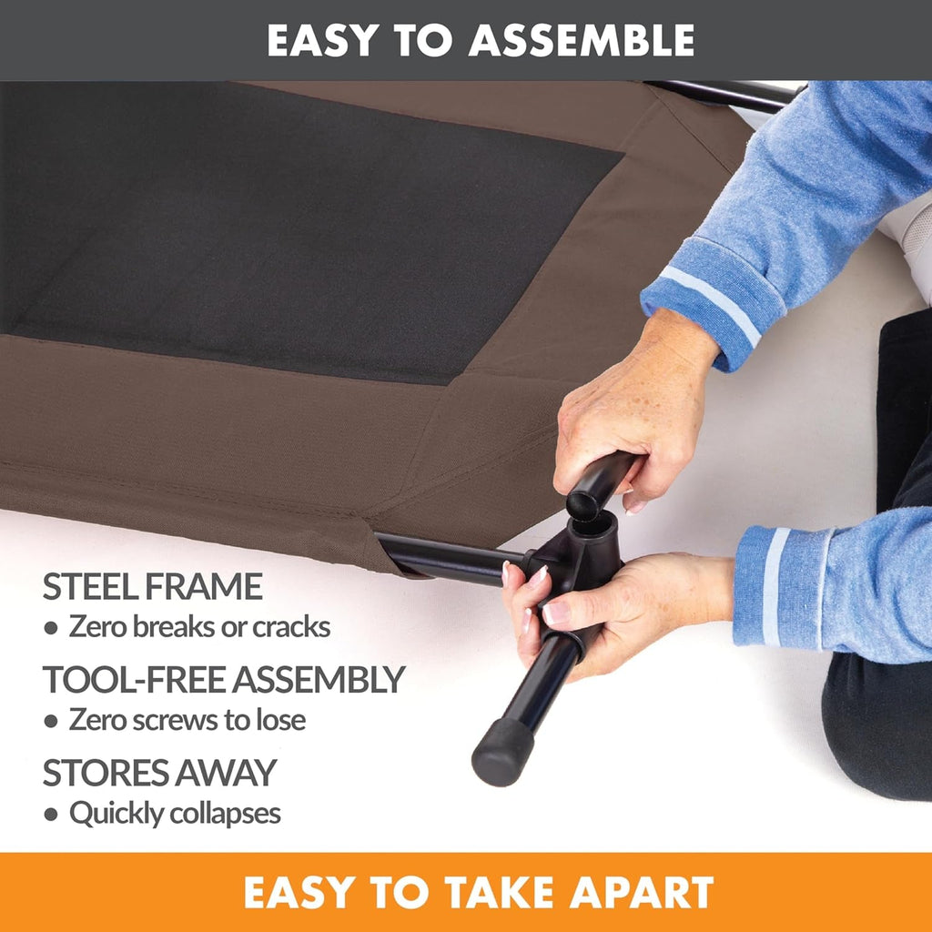 Outdoor Elevated Dog Cot, Breathable Cooling Elevated Cot Hammock Pet Bed for Large Dogs, Washable Mesh Cover, Raised Metal Frame, Collapsible, Portable - Large 42 X 30In Chocolate - soblessed95.store