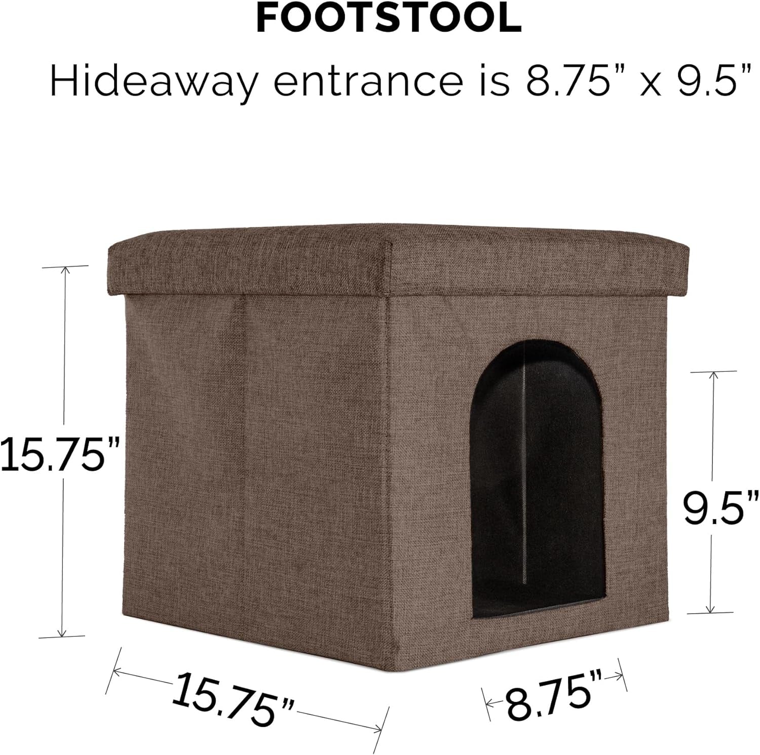 Pet House for Indoor Cats & Small Dogs, Collapsible & Foldable W/ Plush Ball Toy - Living Room Footstool Cat Condo - Coconut Brown, Small - soblessed95.store