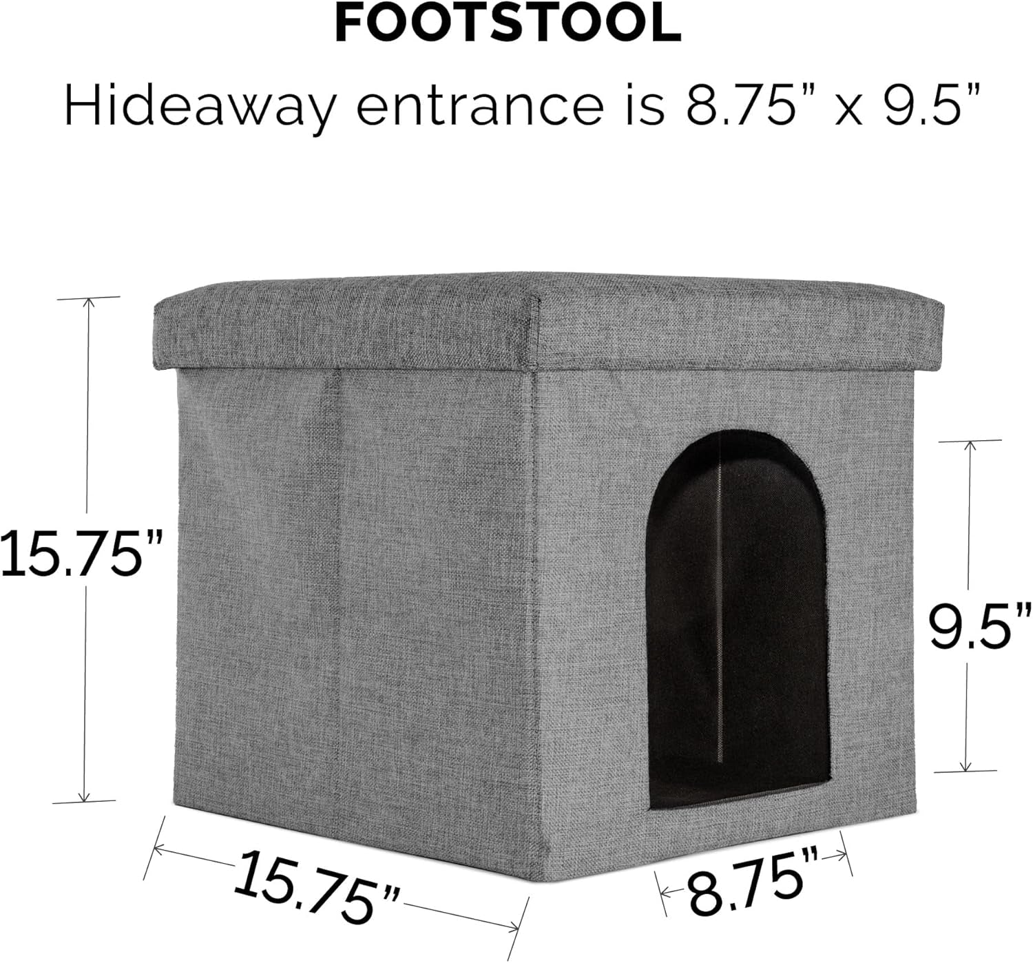 Pet House for Indoor Cats & Small Dogs, Collapsible & Foldable W/ Plush Ball Toy - Living Room Footstool Cat Condo - Stormy Gray, Small - soblessed95.store