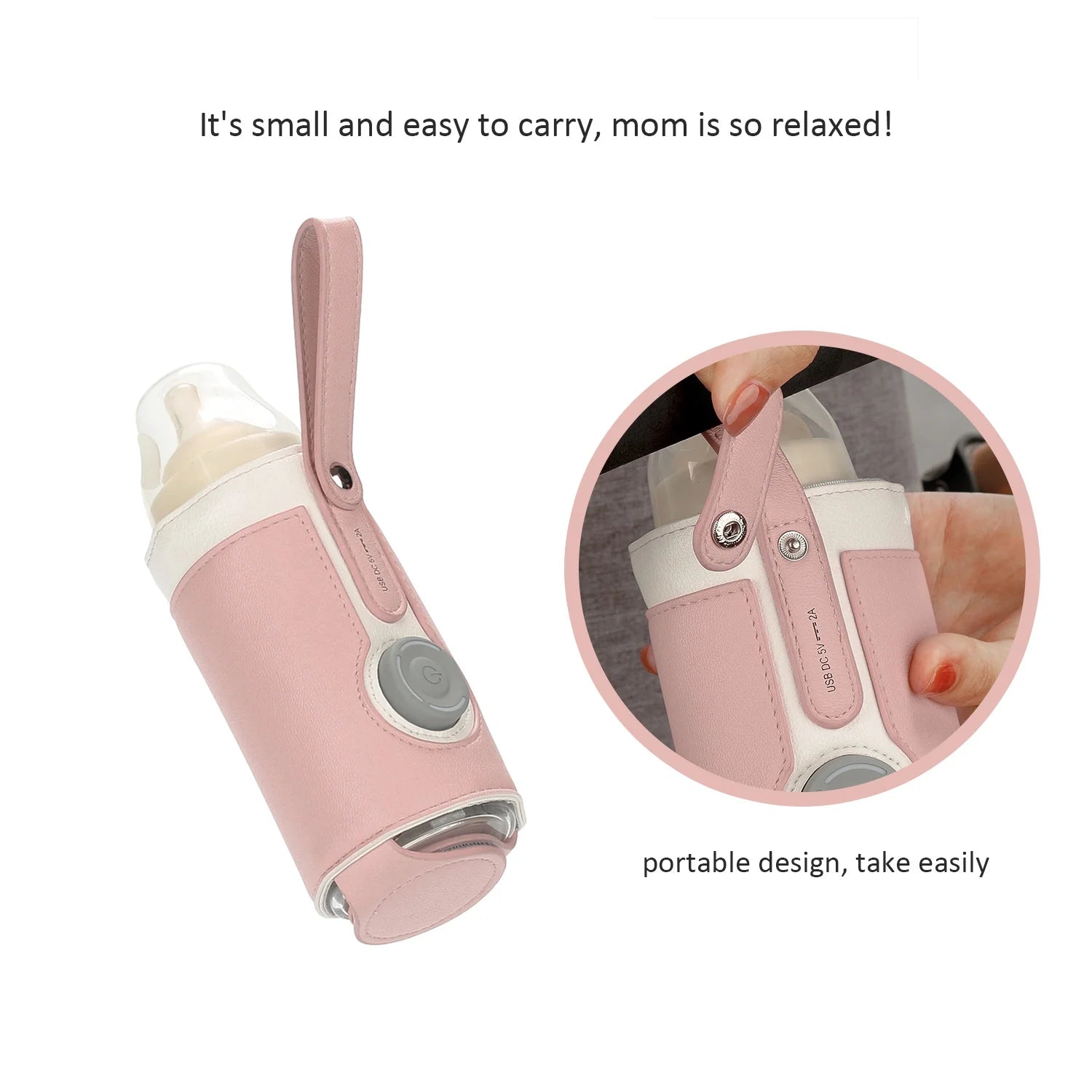 Portable Bottle Warmer, Intelligent Bottle Warmer, Fast Charge, 3 - Speed Temperature Regulation, Pink - soblessed95.store
