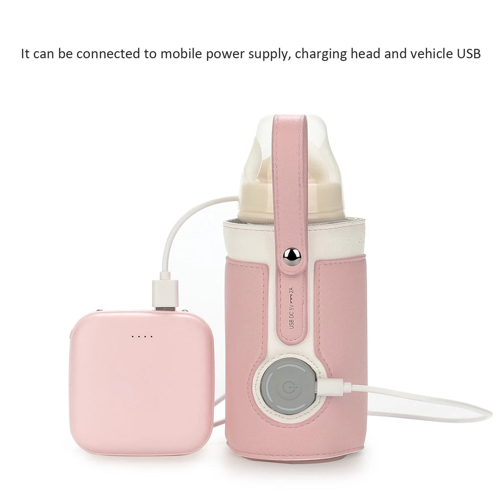 Portable Bottle Warmer, Intelligent Bottle Warmer, Fast Charge, 3 - Speed Temperature Regulation, Pink - soblessed95.store