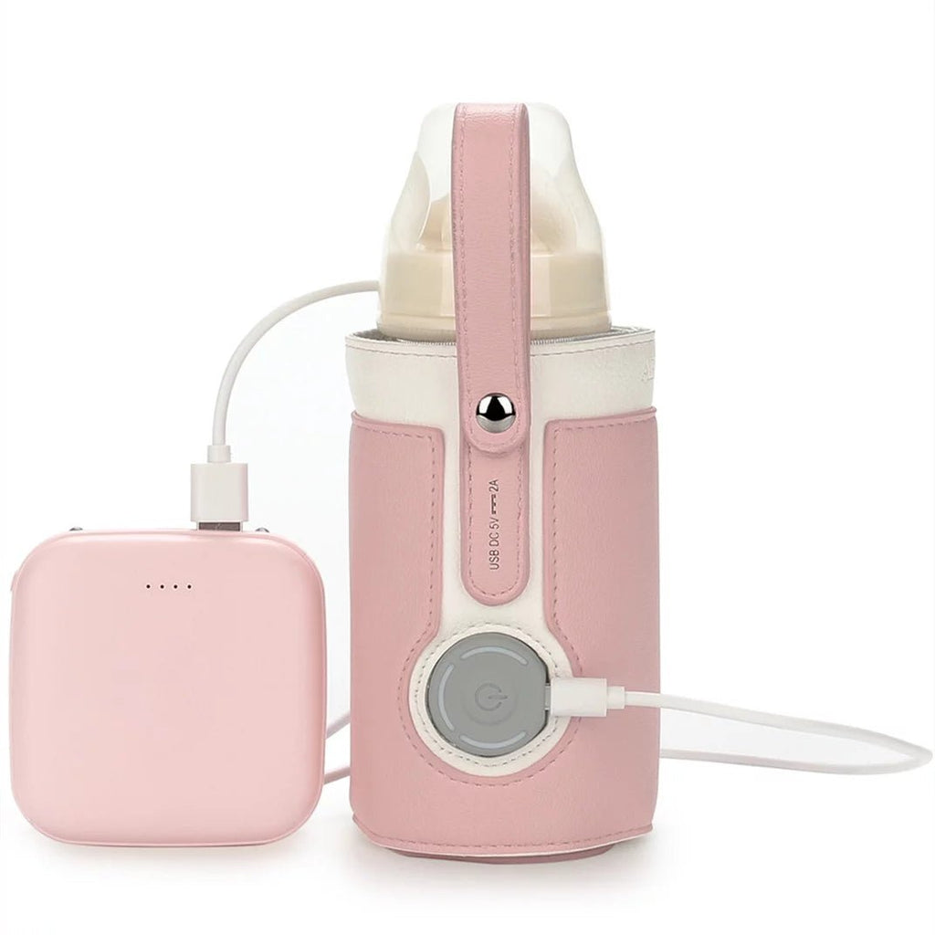 Portable Bottle Warmer, Intelligent Bottle Warmer, Fast Charge, 3 - Speed Temperature Regulation, Pink - soblessed95.store