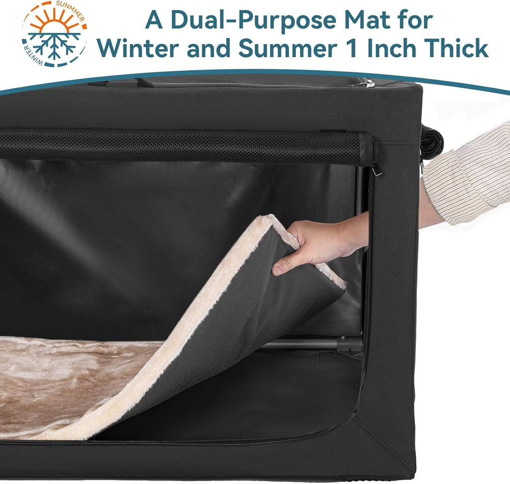 Portable Dog Crate, Soft Dog Crate - 24 Inch Easy Set - Up, Light, Sturdy, Comfy inside with Thicken Mat, Collapsible Crate for Home and Travel Black - soblessed95.store