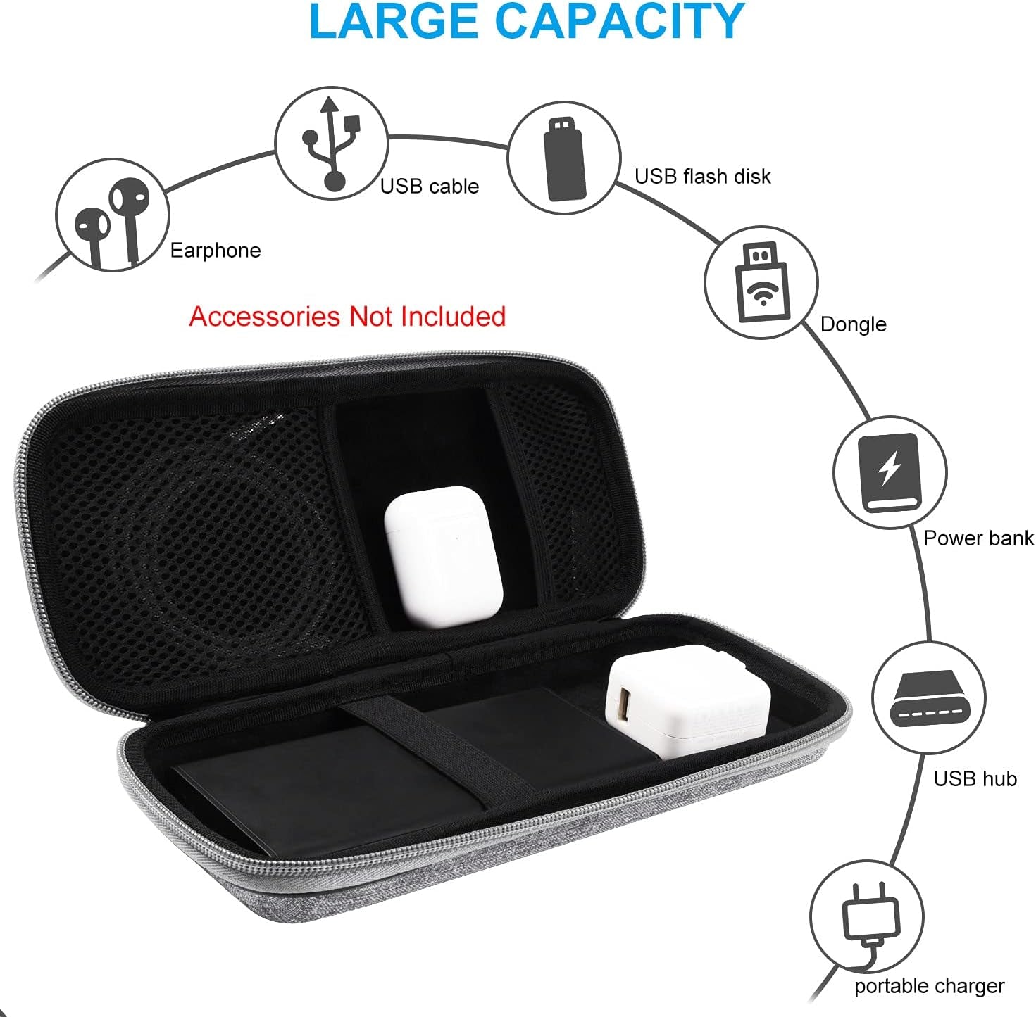 Powerbank Hard Travel Case Compatible RAV Power 26800/20100/20000Mah, Anker Power Core 26800Mah/ Powercore +26800Mah, ROMOSS 30000Mah, Miady Charger, Ekrist, Lab599 Tx500 Radio(Light Grey) - soblessed95.store