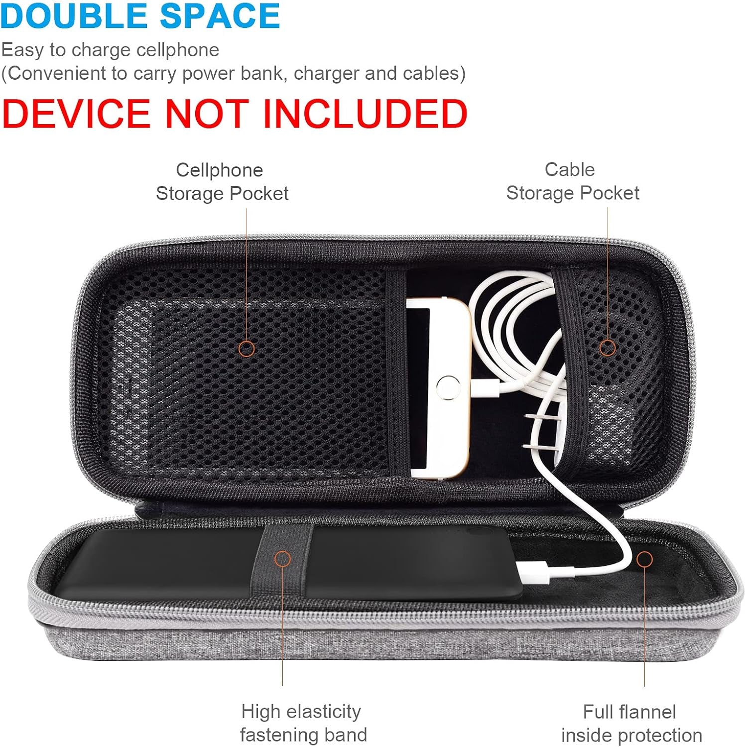 Powerbank Hard Travel Case Compatible RAV Power 26800/20100/20000Mah, Anker Power Core 26800Mah/ Powercore +26800Mah, ROMOSS 30000Mah, Miady Charger, Ekrist, Lab599 Tx500 Radio(Light Grey) - soblessed95.store