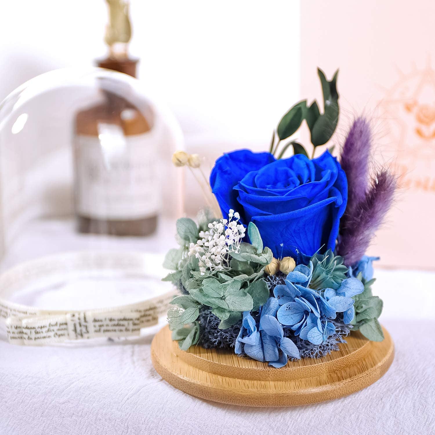 Preserved Flowers Rose for Women Mom Grandma Wife. Forever Eternal Blue Real Rose Gift Thanksgiving Christmas - soblessed95.store