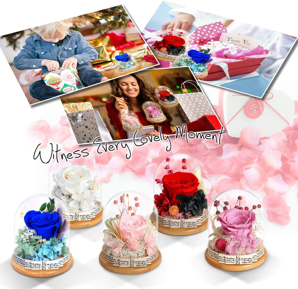 Preserved Flowers Rose for Women Mom Grandma Wife. Forever Eternal Blue Real Rose Gift Thanksgiving Christmas - soblessed95.store