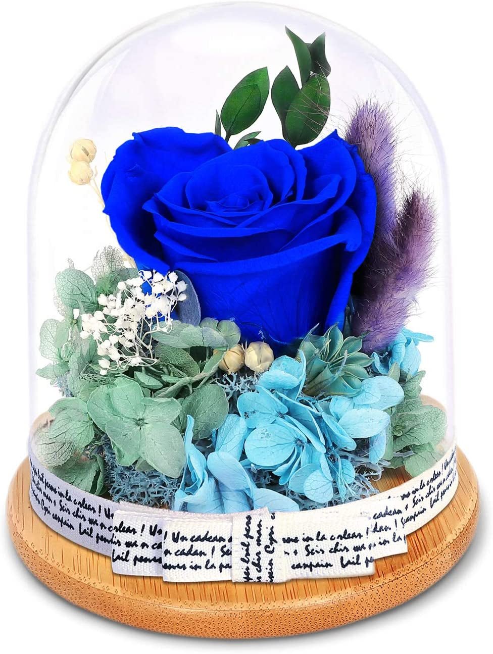 Preserved Flowers Rose for Women Mom Grandma Wife. Forever Eternal Blue Real Rose Gift Thanksgiving Christmas - soblessed95.store