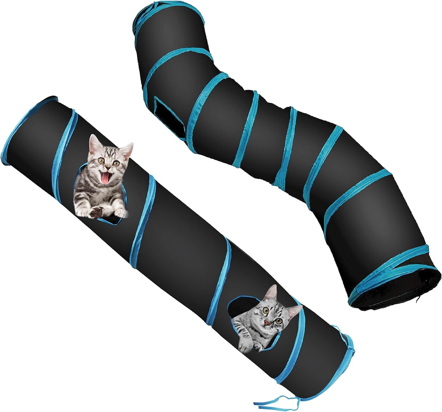 S Cat Tunnel Collapsible Pop - Up Pet Tube Hideaway Play Toy with Ball (1 Way, Black) - soblessed95.store