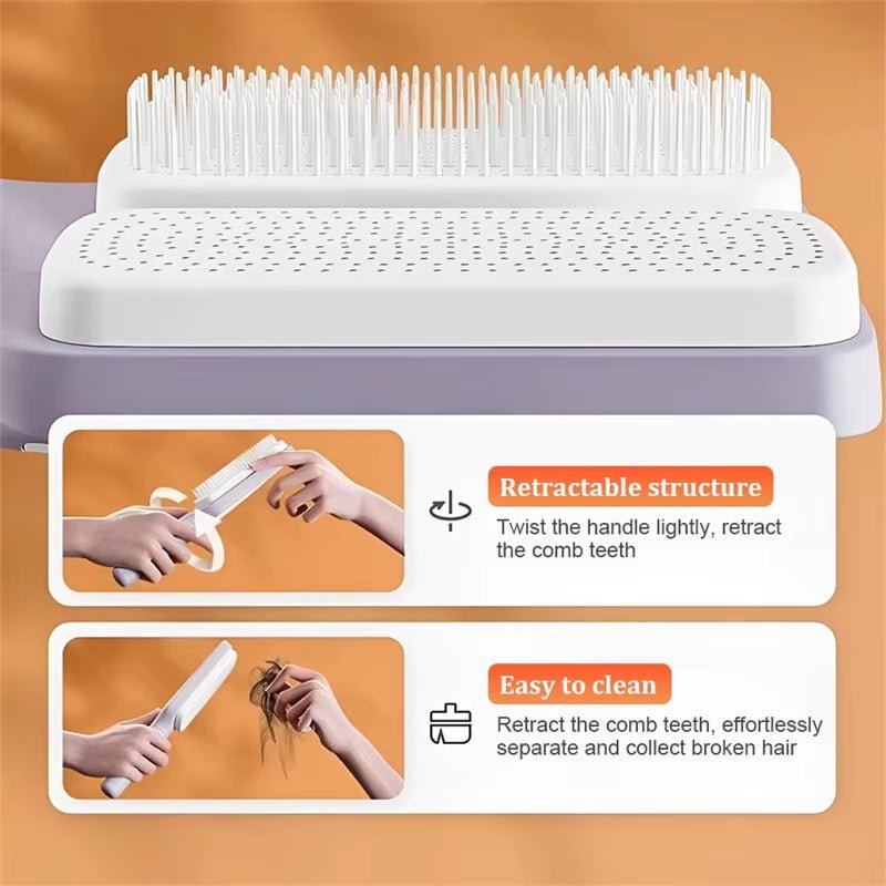 Self Cleaning Hair Comb Massage Air Cushion Comb Rotatable Anti - Static Hair Smoothing Brush Anti - Static Self Cleaning Hair Combs - soblessed95.store