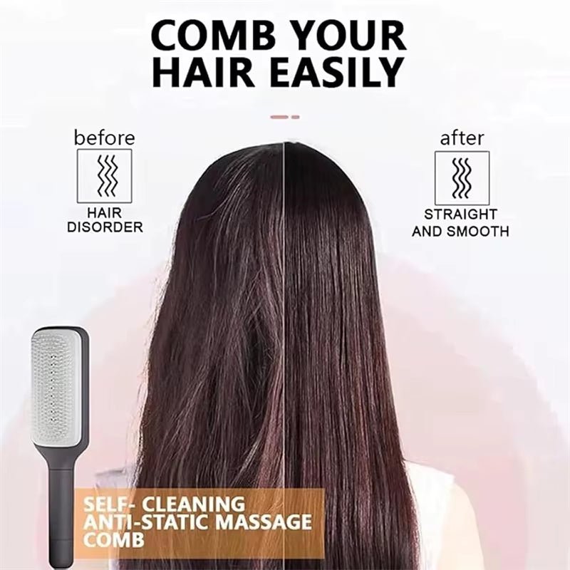 Self Cleaning Hair Comb Massage Air Cushion Comb Rotatable Anti - Static Hair Smoothing Brush Anti - Static Self Cleaning Hair Combs - soblessed95.store
