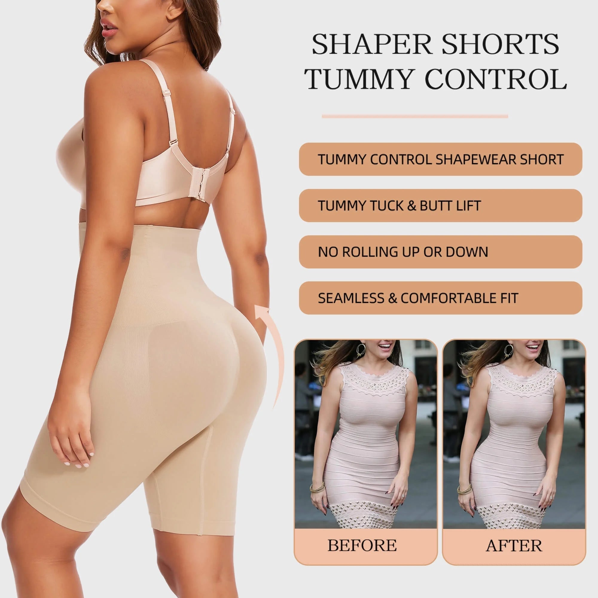 Shapewear Tummy Control Underwear Body Shaper for Women High - Waisted Thigh Slimming Butt Lifting Panties - soblessed95.store