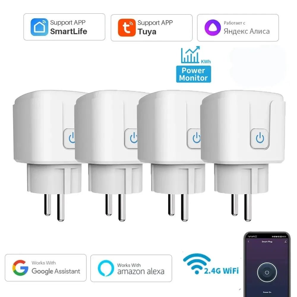Smart EU Socket Wifi 20A EU Plug Outlet Remote Control Timer Power Monitor Support Voice Google Home Alexa - soblessed95.store