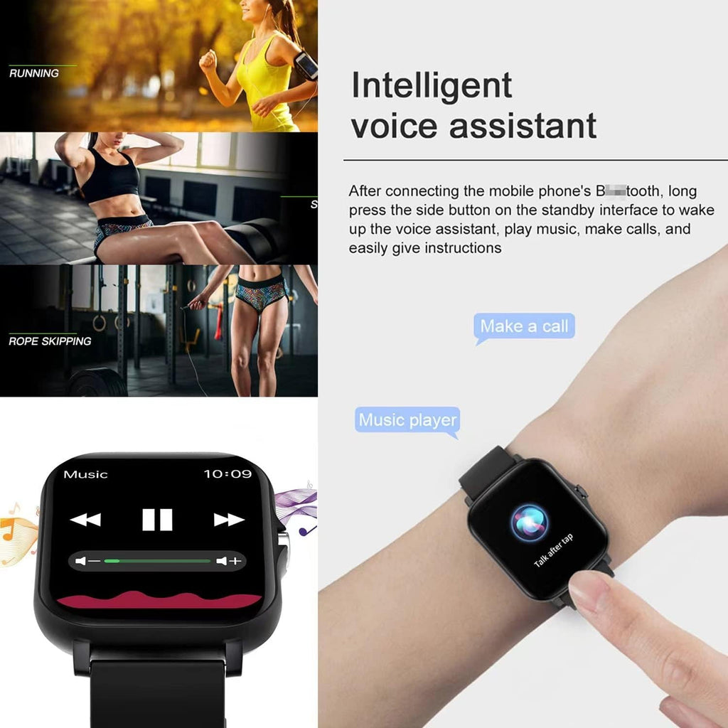 Smart Fitness Tracker Watch for Android/Ios - IP68 Waterproof, Heart Rate/Blood Oxygen/Sleep Monitoring, 8 Sports Modes, Breath Training, Weather Updates - 1.69 - Inch Display for Men and Women - soblessed95.store