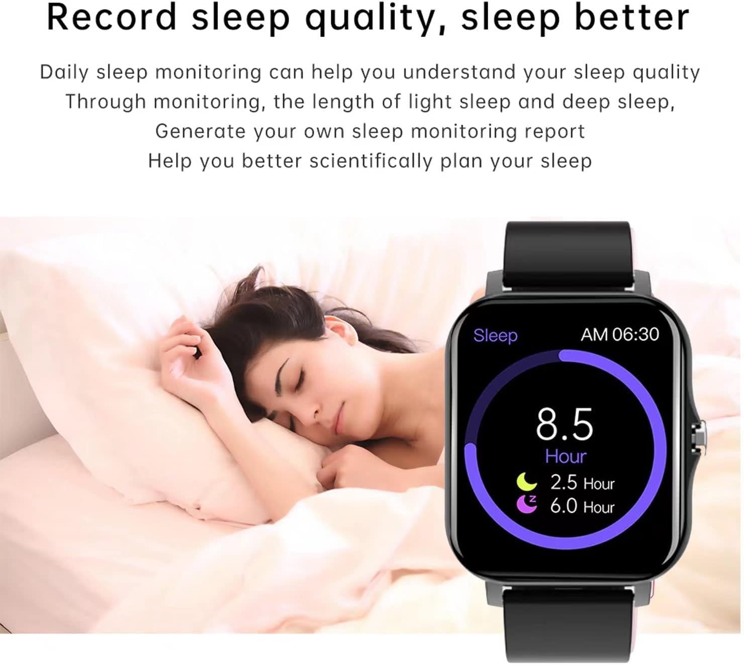 Smart Fitness Tracker Watch for Android/Ios - IP68 Waterproof, Heart Rate/Blood Oxygen/Sleep Monitoring, 8 Sports Modes, Breath Training, Weather Updates - 1.69 - Inch Display for Men and Women - soblessed95.store