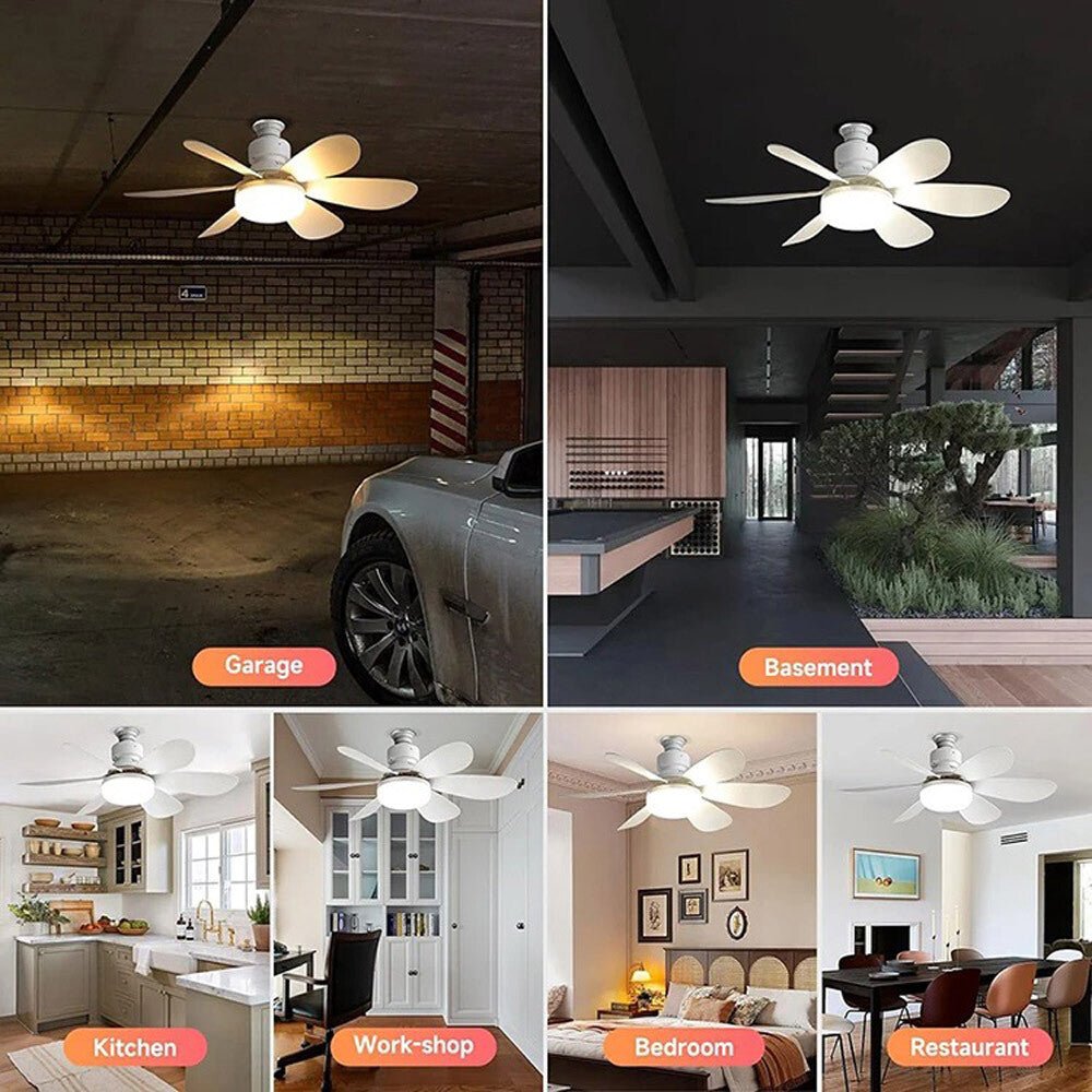 Socket Fan Light Ceiling Fans with Lights and Remote Dimmable LED Ceiling Fan US - soblessed95.store