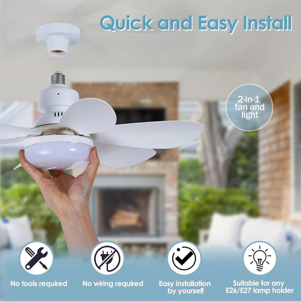 Socket Fan Light Ceiling Fans with Lights and Remote Dimmable LED Ceiling Fan US - soblessed95.store