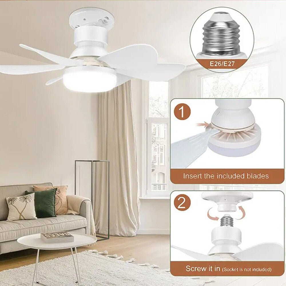 Socket Fan Light Ceiling Fans with Lights and Remote Dimmable LED Ceiling Fan US - soblessed95.store
