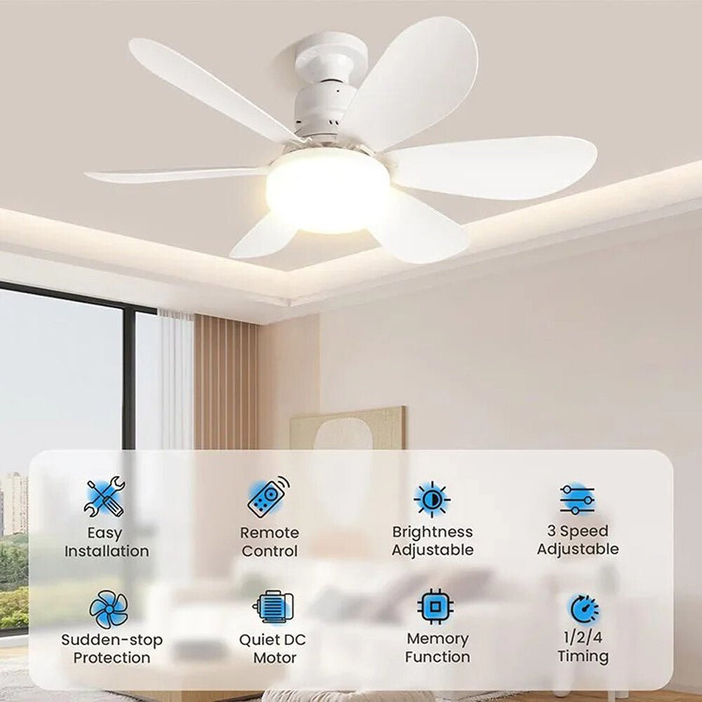 Socket Fan Light Ceiling Fans with Lights and Remote Dimmable LED Ceiling Fan US - soblessed95.store