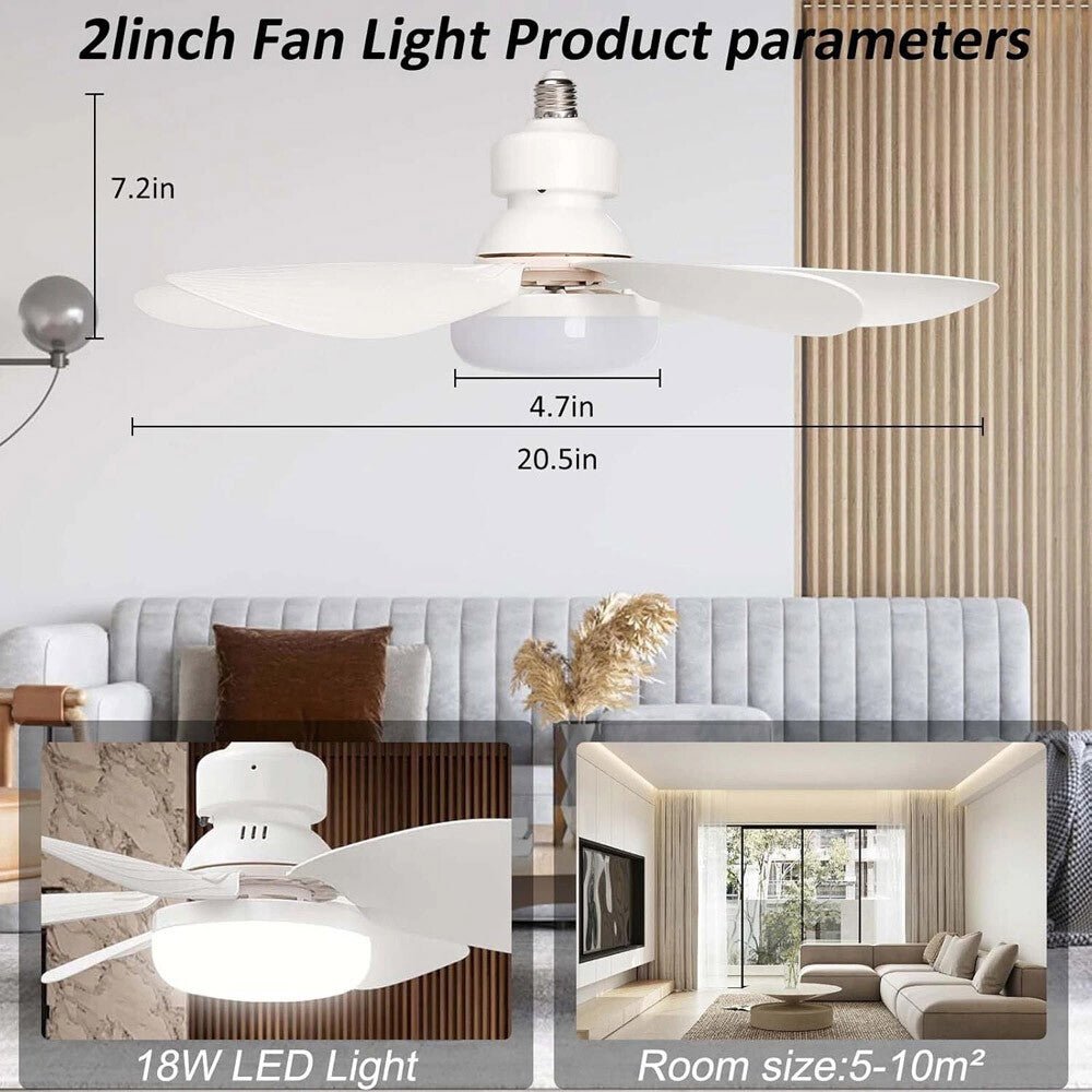 Socket Fan Light Ceiling Fans with Lights and Remote Dimmable LED Ceiling Fan US - soblessed95.store