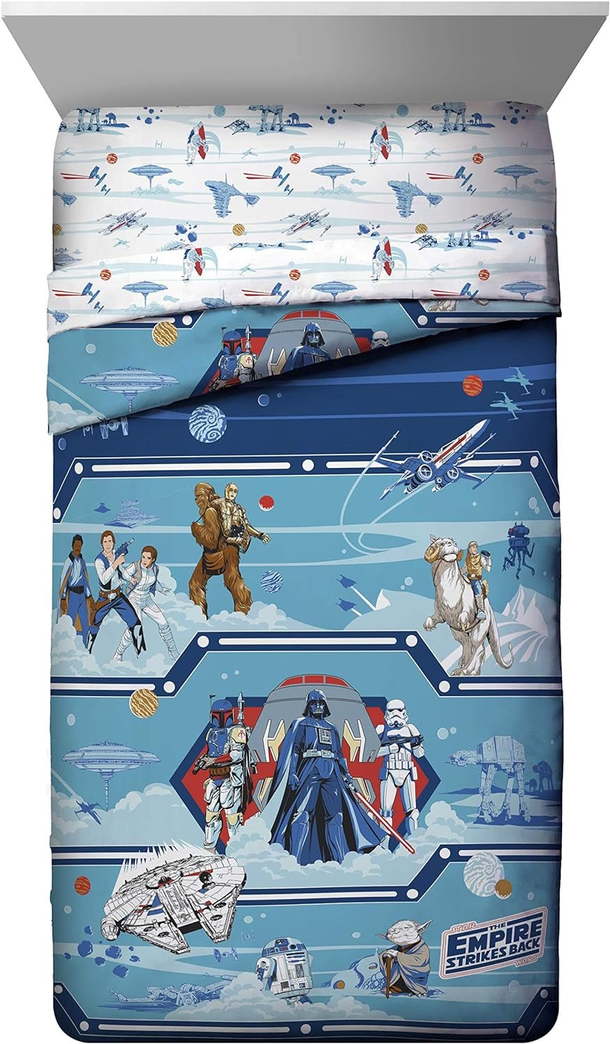 Star Wars Empire Strikes Back 4 Piece Full Bed Set - Includes Reversible Comforter & Sheet Set - Super Soft Fade Resistant Microfiber - soblessed95.store