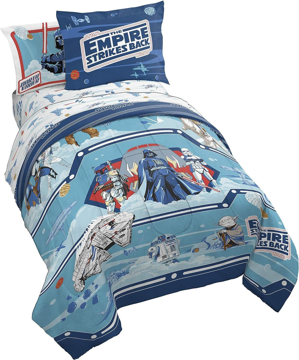 Star Wars Empire Strikes Back 4 Piece Full Bed Set - Includes Reversible Comforter & Sheet Set - Super Soft Fade Resistant Microfiber - soblessed95.store