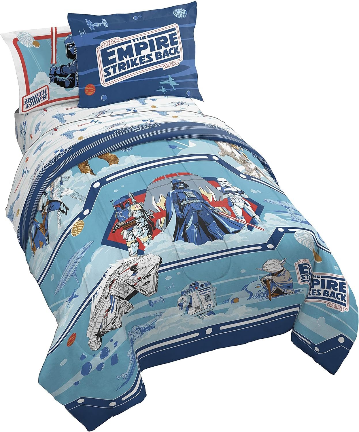 Star Wars Empire Strikes Back 4 Piece Full Bed Set - Includes Reversible Comforter & Sheet Set - Super Soft Fade Resistant Microfiber - soblessed95.store