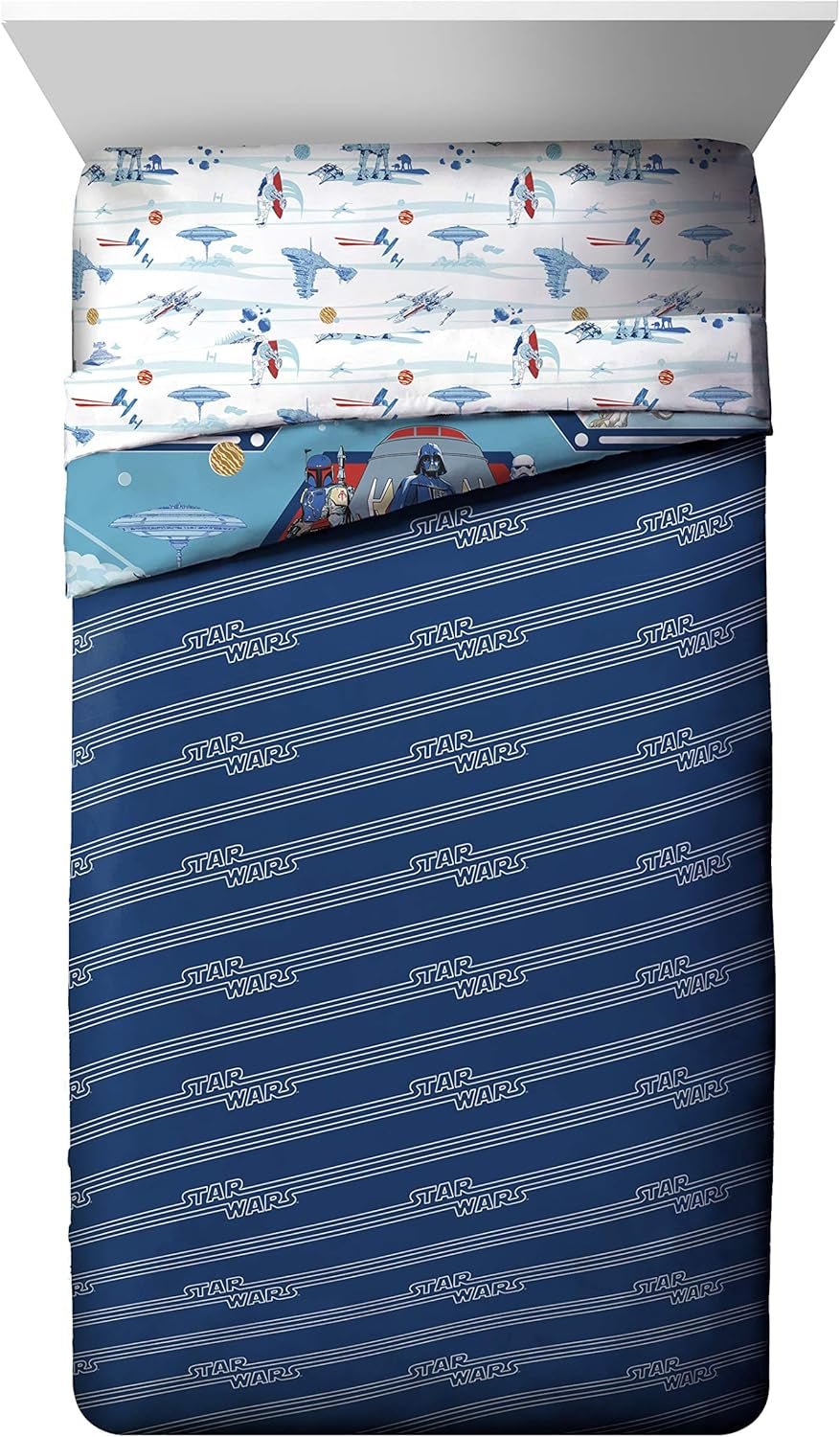 Star Wars Empire Strikes Back 4 Piece Full Bed Set - Includes Reversible Comforter & Sheet Set - Super Soft Fade Resistant Microfiber - soblessed95.store