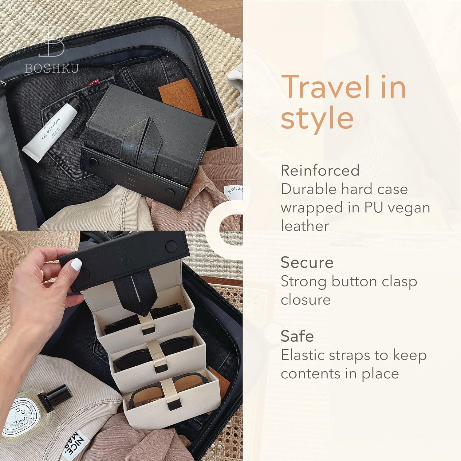 Sunglasses Organizer Case Men Women Eyeglass Holder Storage Travel Case - soblessed95.store