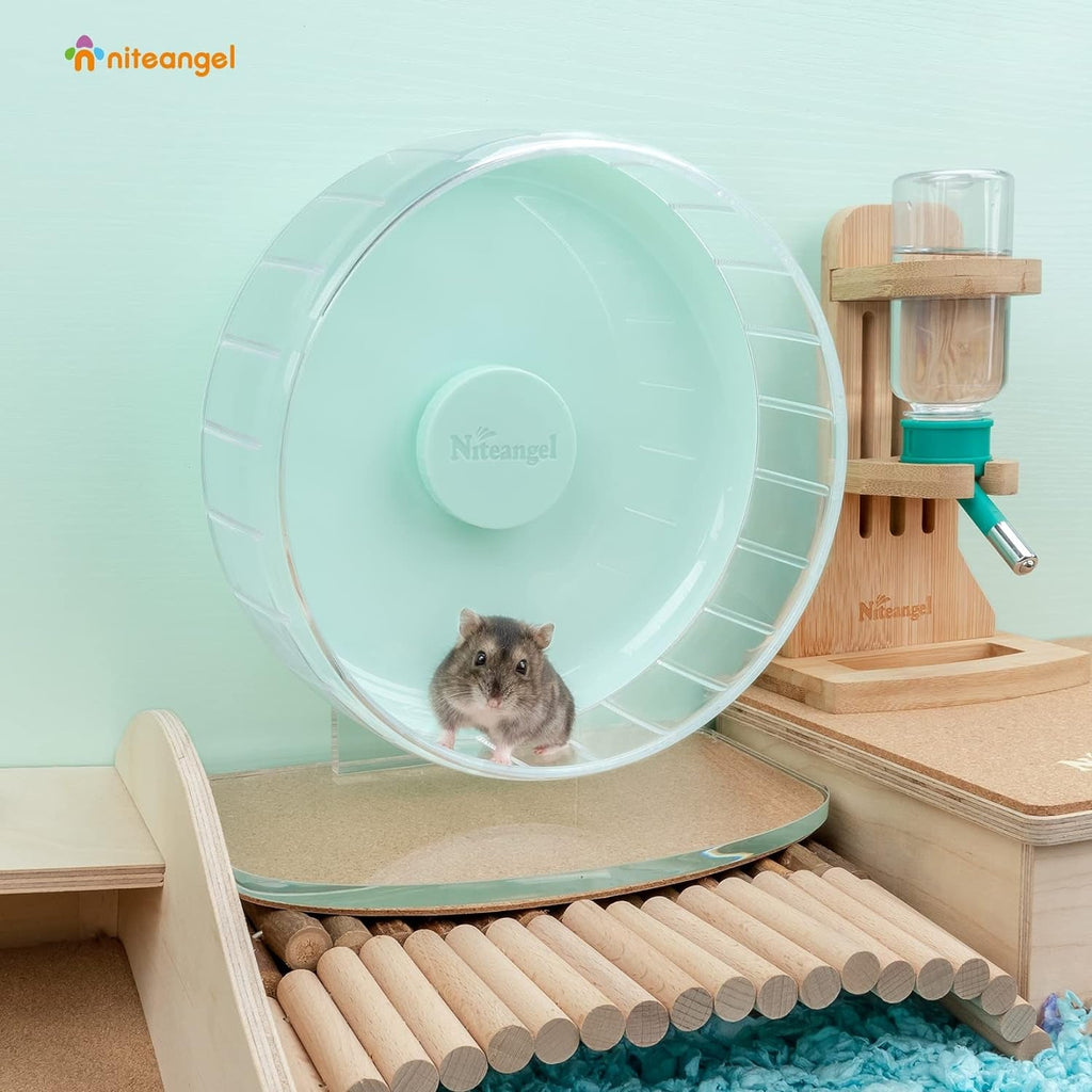 Super - Silent Hamster Exercise Wheels: - Quiet Spinner Hamster Running Wheels with Adjustable Stand for Hamsters Gerbils Mice or Other Small Animals (S, Mint Green) - soblessed95.store