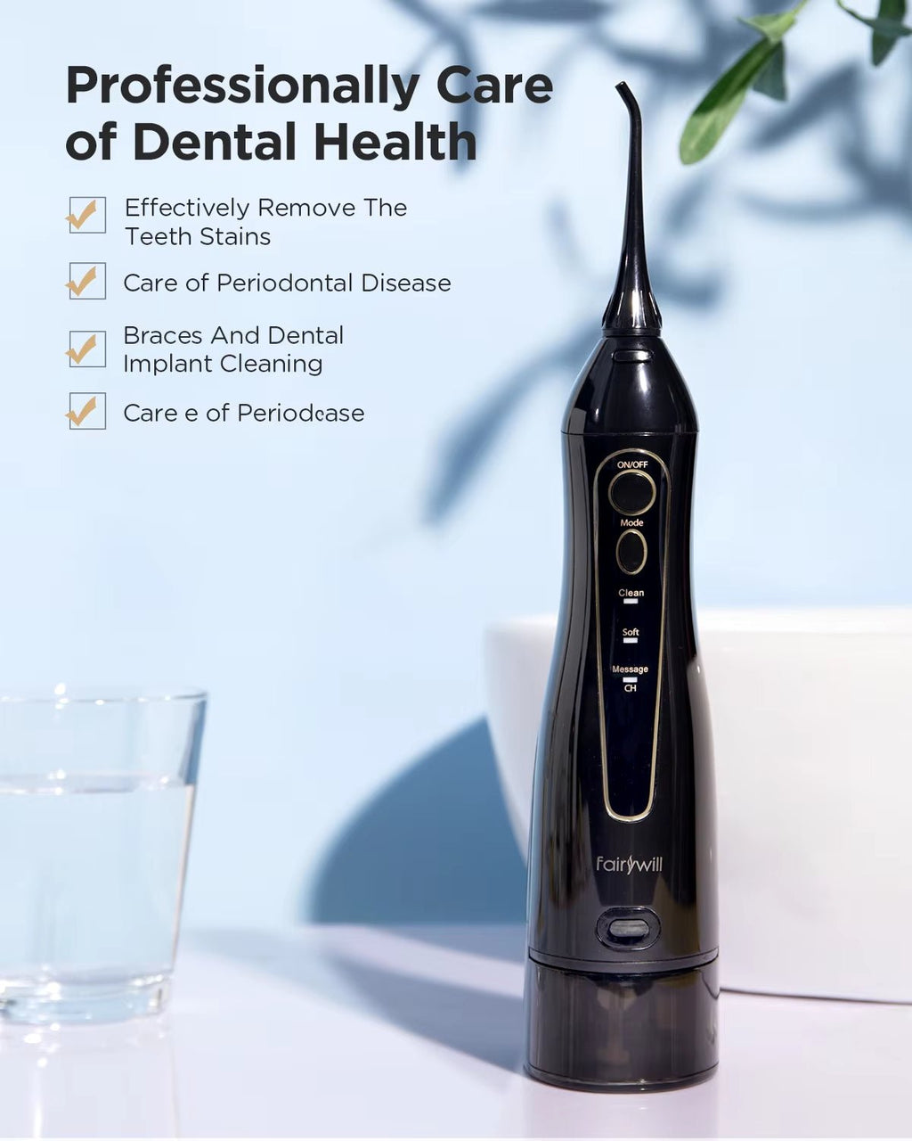 Water Flossers Oral Irrigator Rechargeable Portable Dental 3 Modes Water Tank for Teeth 300ML Waterproof Teeth Cleaner - soblessed95.store