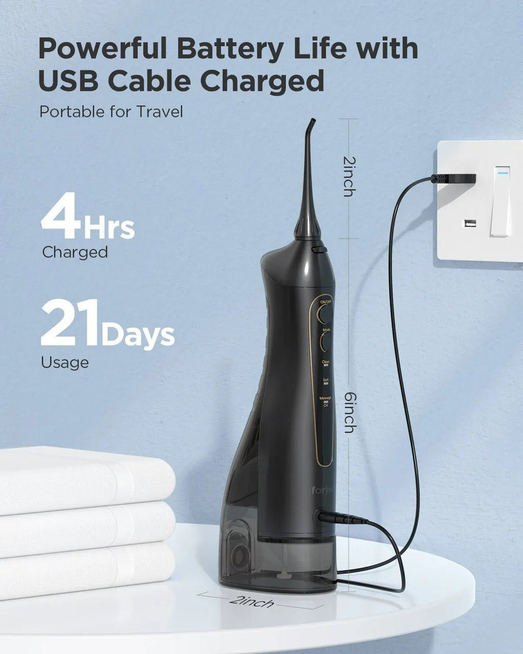 Water Flossers Oral Irrigator Rechargeable Portable Dental 3 Modes Water Tank for Teeth 300ML Waterproof Teeth Cleaner - soblessed95.store