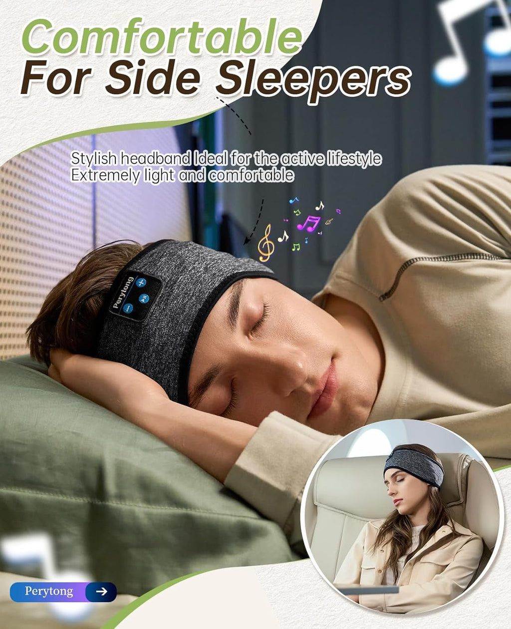 Wireless Sleep Headband with Comfortable Earbuds for Side Sleepers, Sleeping Eye Mask for Women Men Workout Running - soblessed95.store